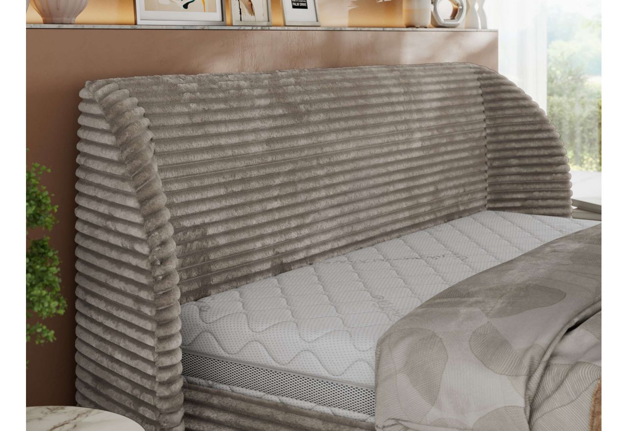 Łóżko tapicerowane CAELA CLASSIC 200x200 - materac multipocket - jasnobrązowy, sztruks