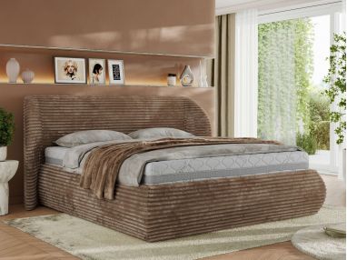 Łóżko tapicerowane CAELA CLASSIC 200x200 - brązowy, sztruks