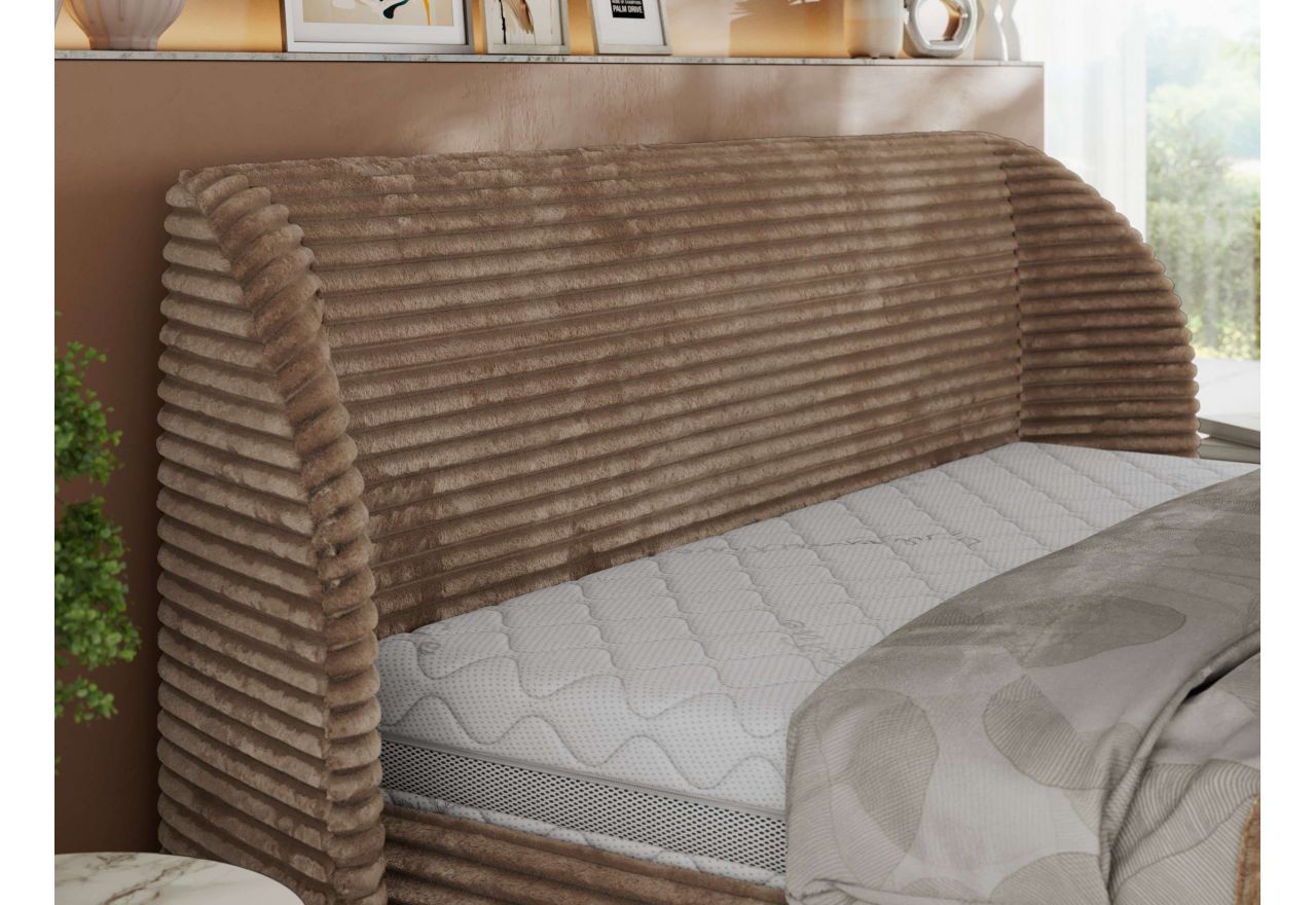 Łóżko tapicerowane CAELA CLASSIC 200x200 - brązowy, sztruks