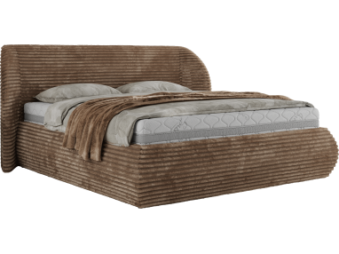 Łóżko tapicerowane CAELA CLASSIC 140x200 - materac multipocket - brązowy, sztruks