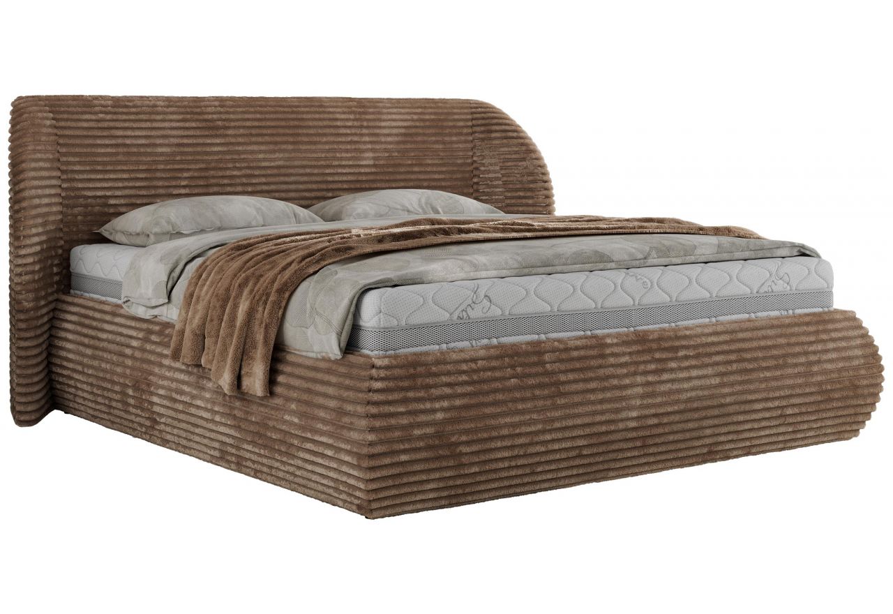 Łóżko tapicerowane CAELA CLASSIC 160x200 - materac multipocket - brązowy, sztruks