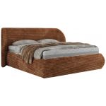 Łóżko tapicerowane CAELA CLASSIC 140x200 - materac piankowy - pomarańczowy, sztruks