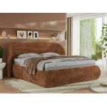 Łóżko tapicerowane CAELA CLASSIC 140x200 - materac pocket - pomarańczowy, sztruks