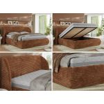 Łóżko tapicerowane CAELA CLASSIC 140x200 - materac pocket - pomarańczowy, sztruks