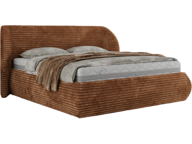 Łóżko tapicerowane CAELA CLASSIC 160x200 - materac pocket - pomarańczowy, sztruks