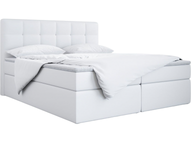 Podwójne kontynentalne łóżko 140x200 cm z pojemnikiem na pościel i opcją wyboru tkaniny - LUKA / Madryt 920