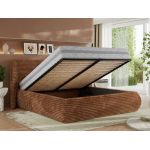 Łóżko tapicerowane CAELA CLASSIC 200x200 - materac pocket - pomarańczowy, sztruks