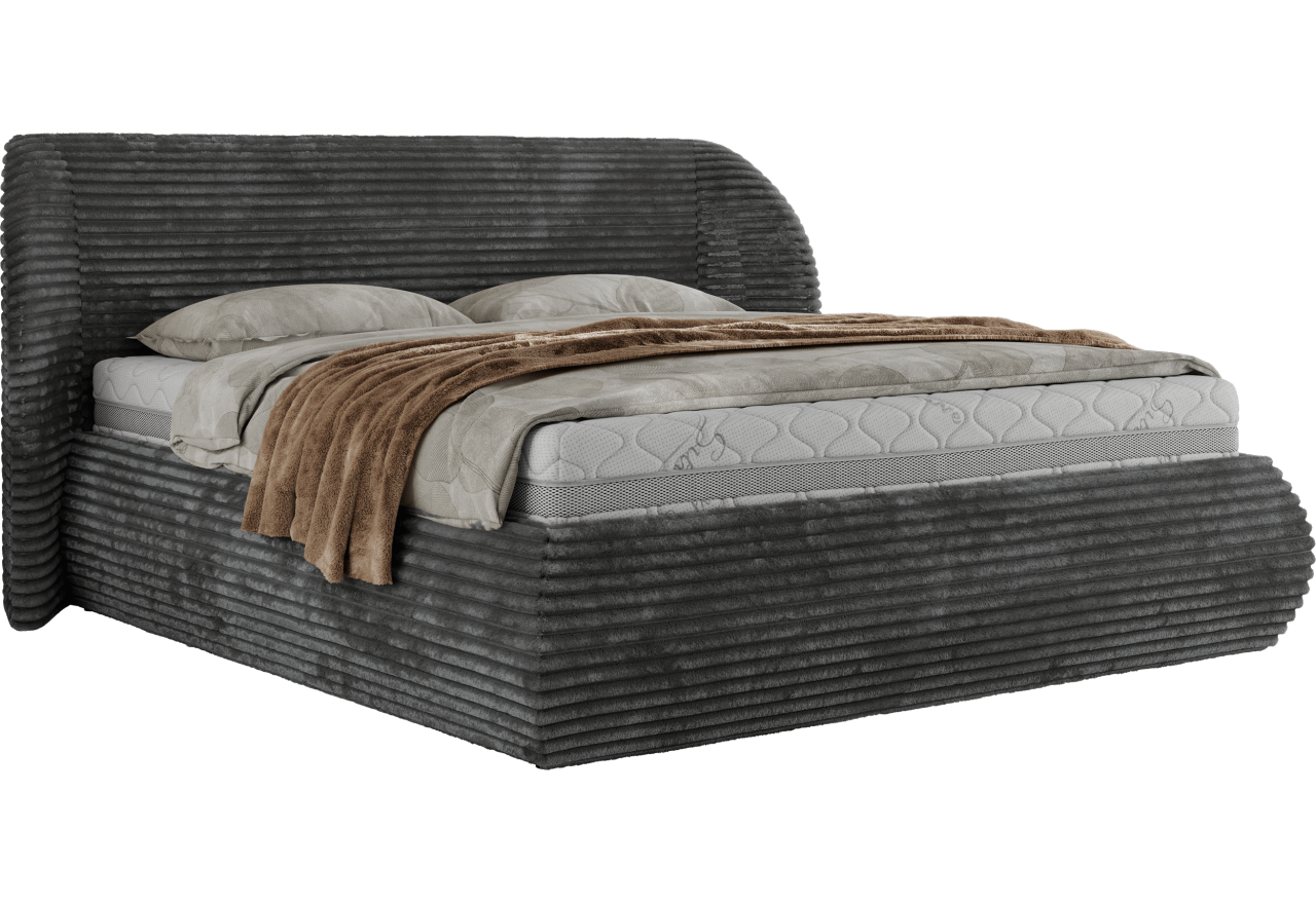 Łóżko tapicerowane CAELA CLASSIC 200x200 - materac piankowy - szary, sztruks