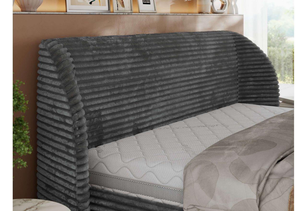 Łóżko tapicerowane CAELA CLASSIC 160x200 - materac pocket - szary, sztruks