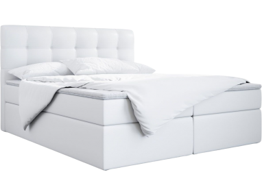 Łóżko kontynentalne 180x200 z podwójnym pojemnikiem na pościel i opcją wyboru tkaniny - ERNI / Madryt 920