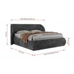 Łóżko tapicerowane CAELA CLASSIC 180x200 - materac pocket - szary, sztruks