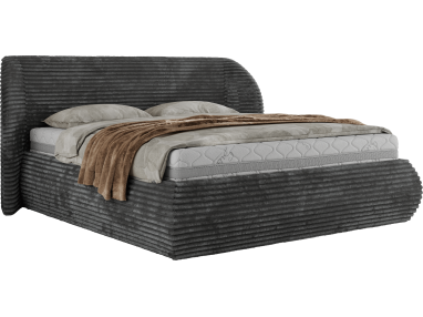 Łóżko tapicerowane CAELA CLASSIC 200x200 - materac pocket - szary, sztruks