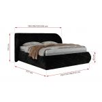 Łóżko tapicerowane CAELA CLASSIC 160x200 - czarny, sztruks