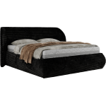 Łóżko tapicerowane CAELA CLASSIC 140x200 - materac piankowy - czarny, sztruks