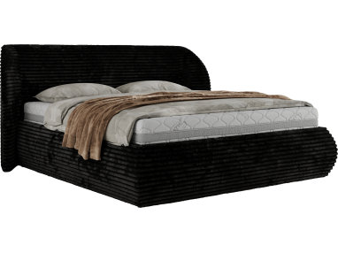 Łóżko tapicerowane CAELA CLASSIC 160x200 - materac pocket - czarny, sztruks