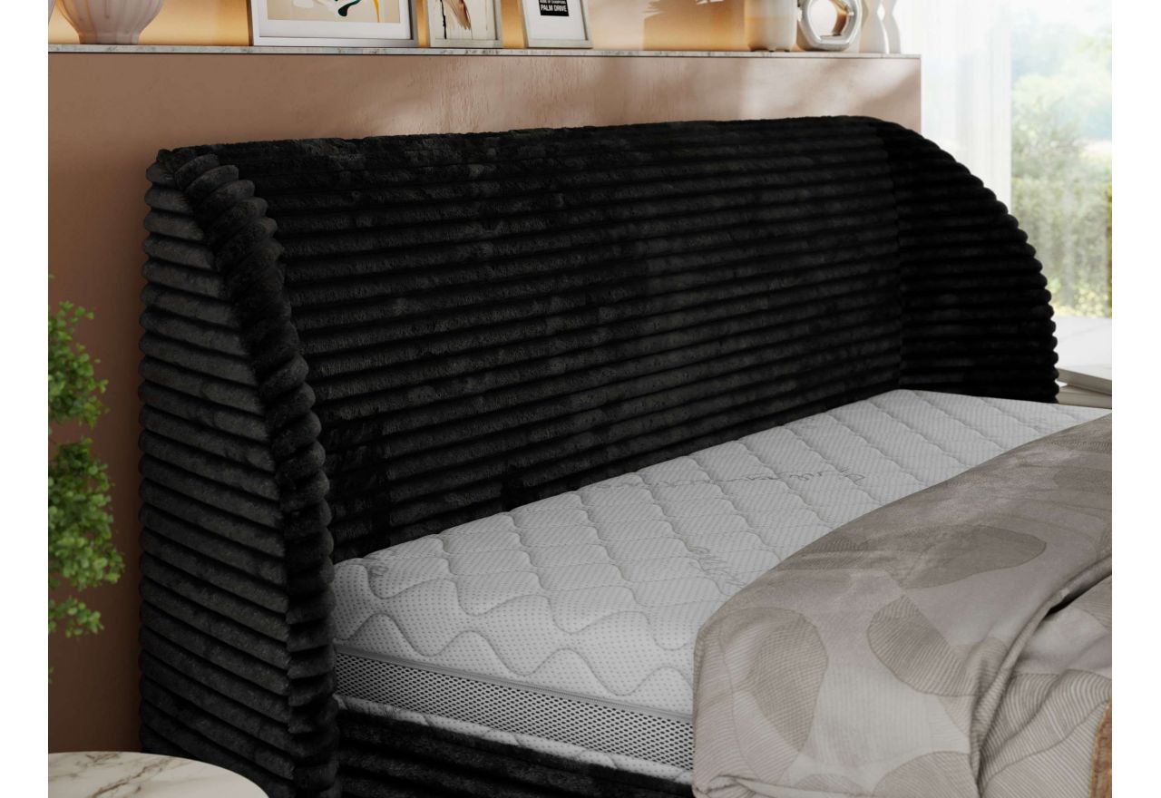 Łóżko tapicerowane CAELA CLASSIC 180x200 - materac multipocket - czarny, sztruks