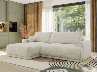 Narożnik RINA L - strona lewa - kremowy, szenil grubo tkany