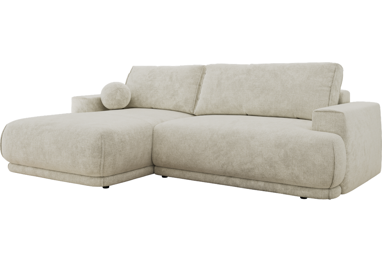 Narożnik RINA L - strona lewa - kremowy, szenil grubo tkany