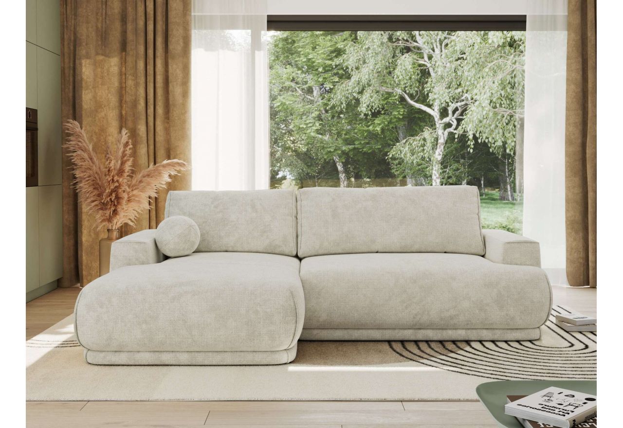 Narożnik RINA L - strona lewa - kremowy, szenil grubo tkany