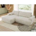 Narożnik RINA L - strona lewa - kremowy, szenil grubo tkany