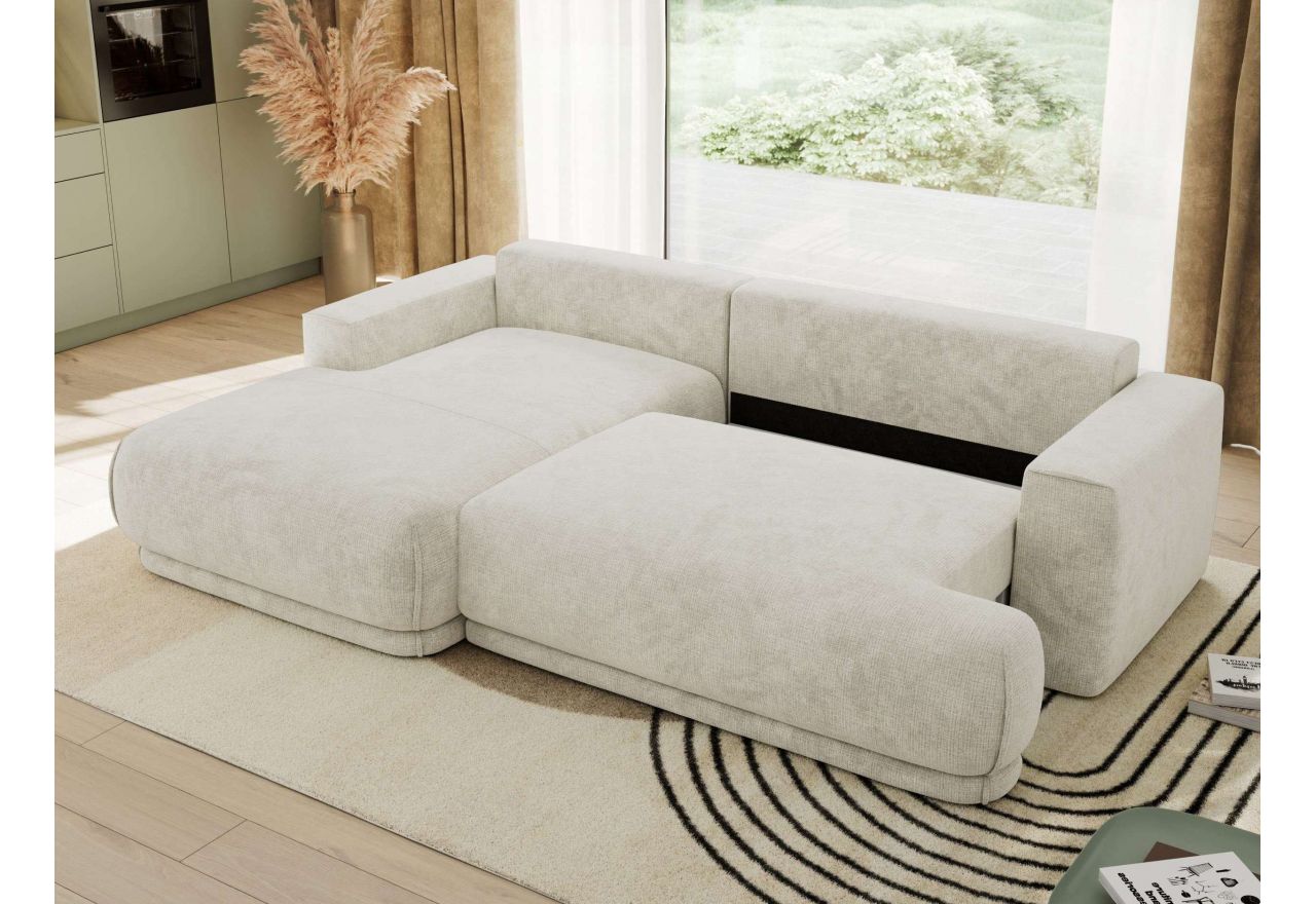 Narożnik RINA L - strona lewa - kremowy, szenil grubo tkany