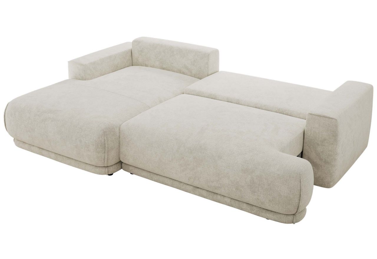 Narożnik RINA L - strona lewa - kremowy, szenil grubo tkany