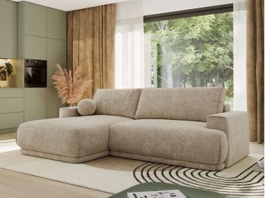 Narożnik RINA L - strona lewa - beżowy, szenil grubo tkany