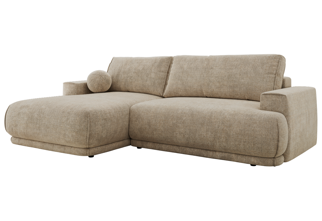 Narożnik RINA L - strona lewa - beżowy, szenil grubo tkany