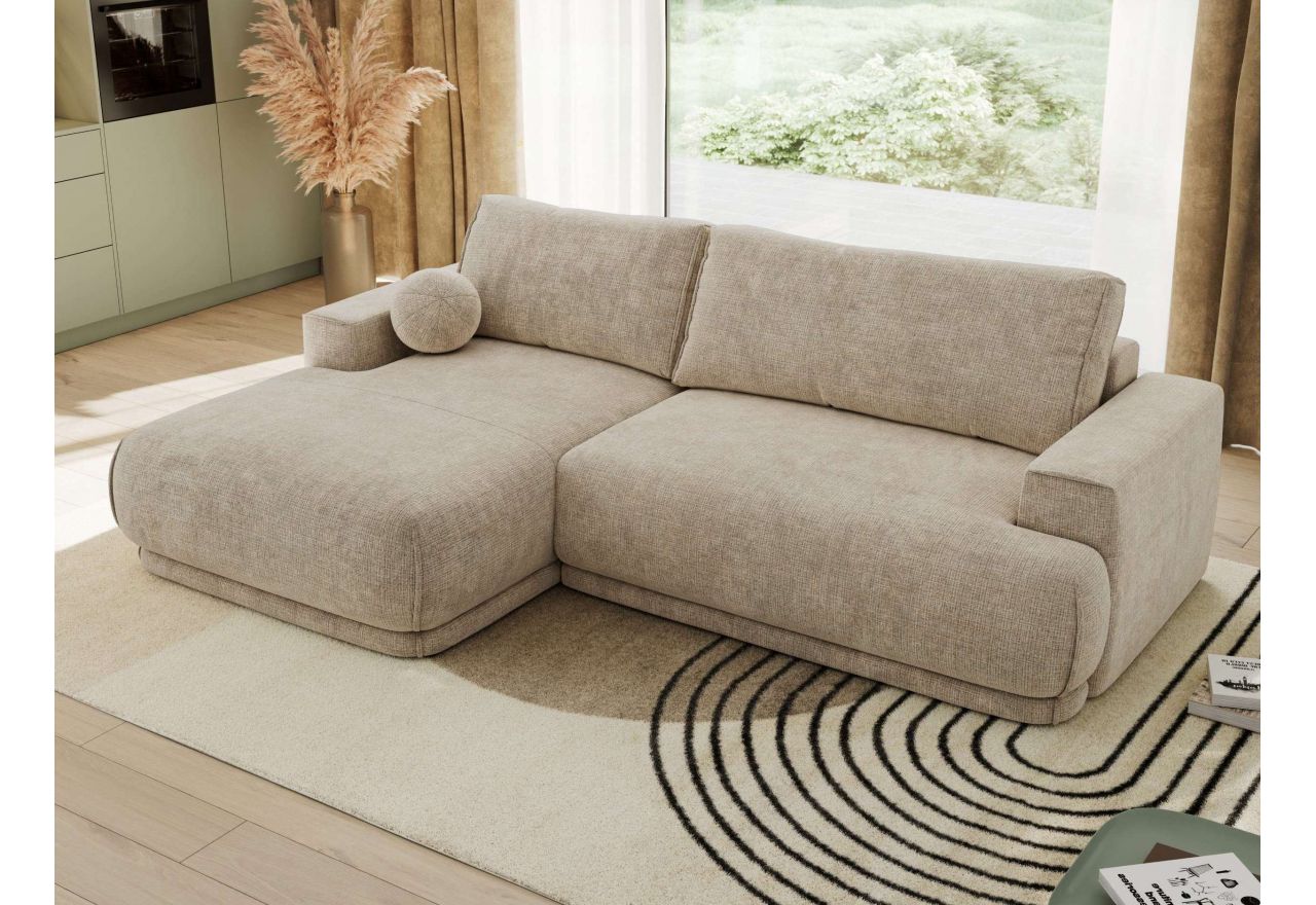 Narożnik RINA L - strona lewa - beżowy, szenil grubo tkany