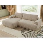 Narożnik RINA L - strona lewa - beżowy, szenil grubo tkany