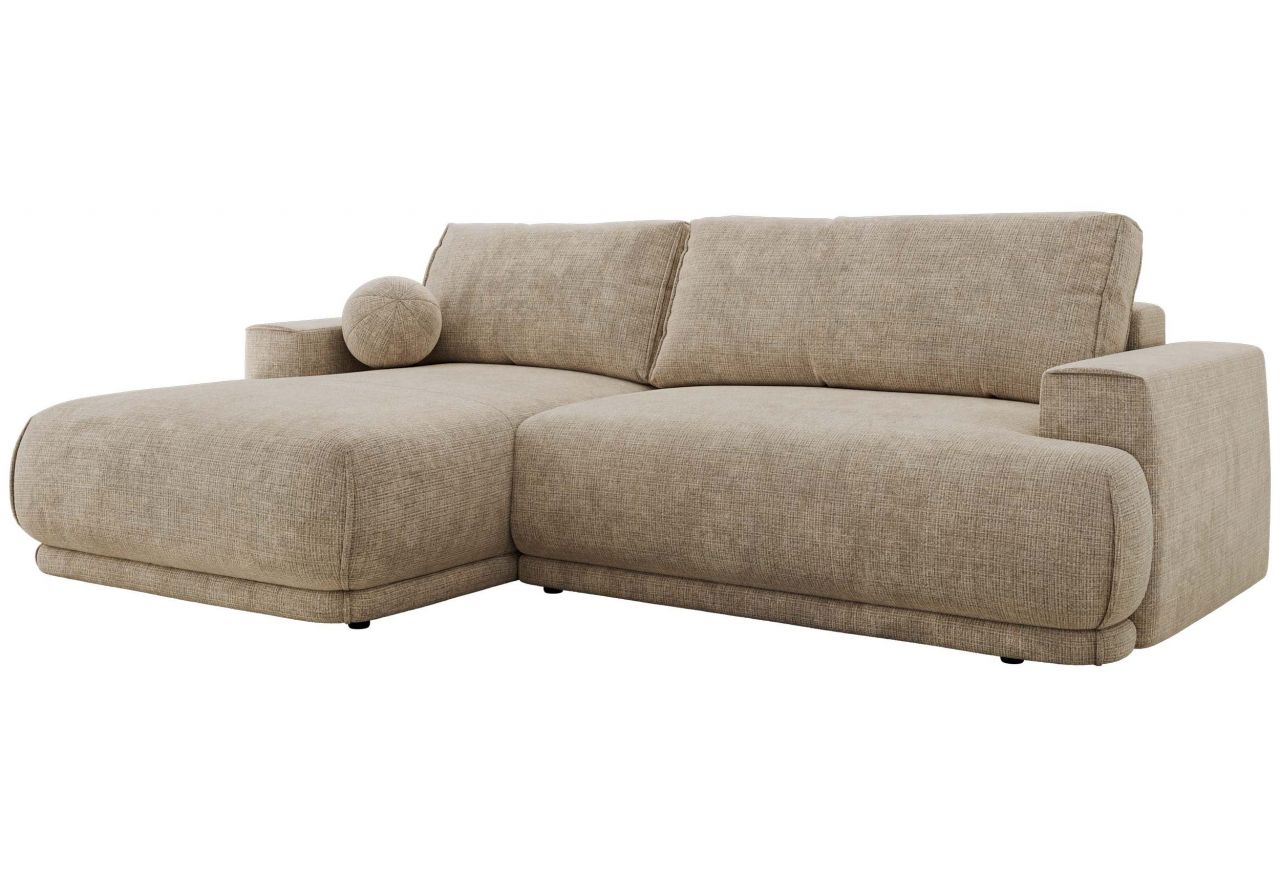 Narożnik RINA L - strona lewa - beżowy, szenil grubo tkany