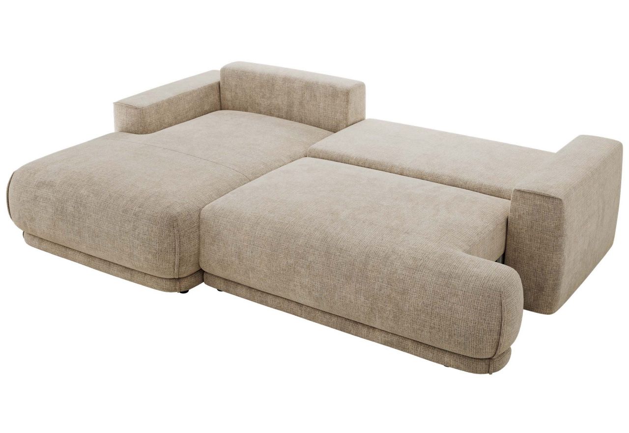 Narożnik RINA L - strona lewa - beżowy, szenil grubo tkany