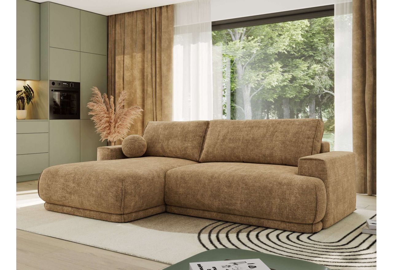 Narożnik RINA L - strona lewa - jasnobrązowy, szenil grubo tkany