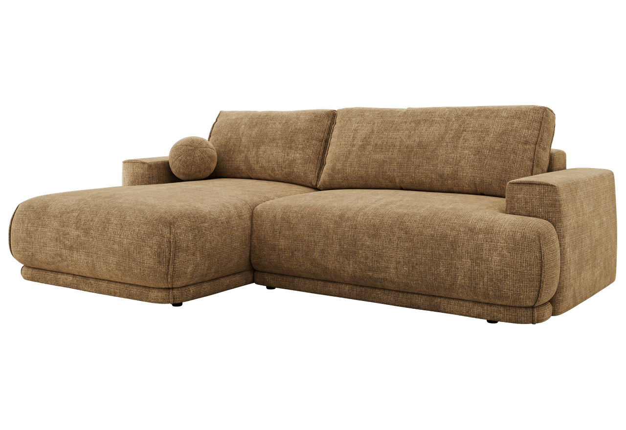 Narożnik RINA L - strona lewa - jasnobrązowy, szenil grubo tkany