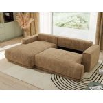 Narożnik RINA L - strona lewa - jasnobrązowy, szenil grubo tkany