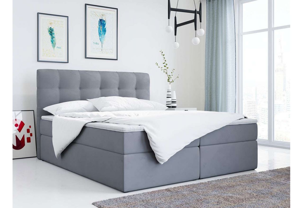 Łóżko kontynentalne 120x200 w nowoczesnym stylu z wysokim zagłowiem i opcją wyboru tkaniny - ERNI / Casablanca 2314