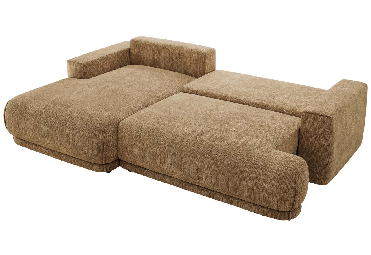 Narożnik RINA L - strona lewa - jasnobrązowy, szenil grubo tkany