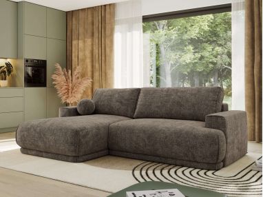 Narożnik RINA L - strona lewa - brązowy, szenil grubo tkany