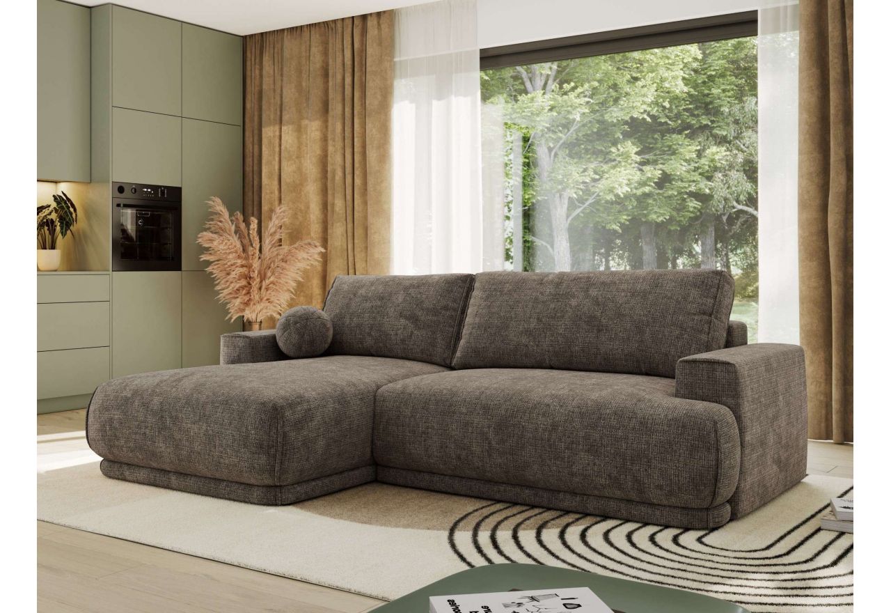 Narożnik RINA L - strona lewa - brązowy, szenil grubo tkany