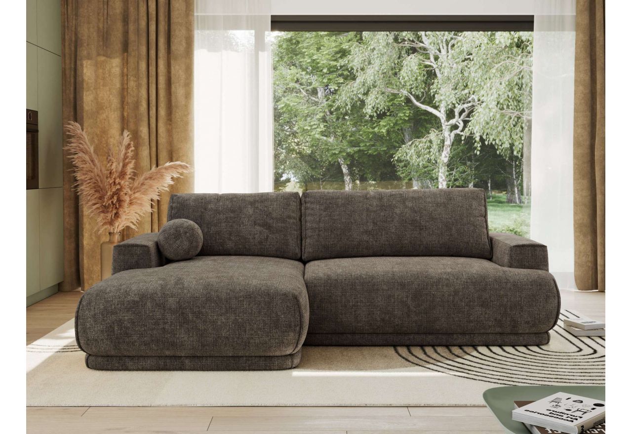 Narożnik RINA L - strona lewa - brązowy, szenil grubo tkany