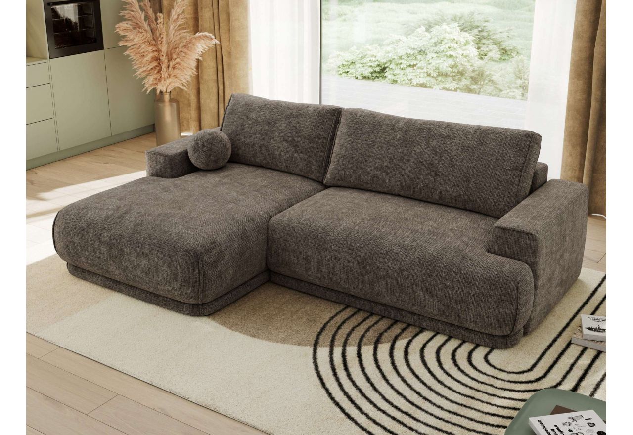 Narożnik RINA L - strona lewa - brązowy, szenil grubo tkany