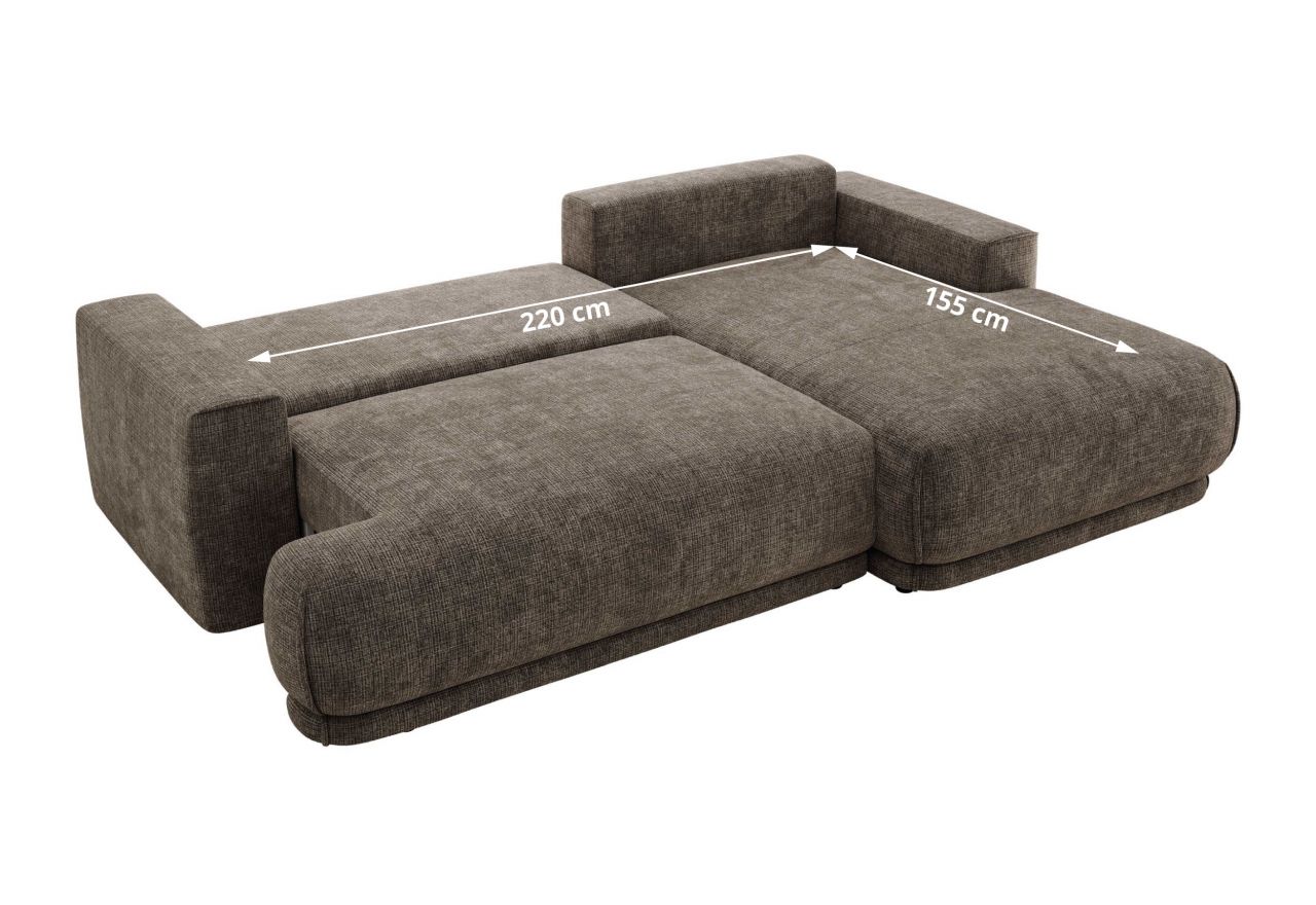 Narożnik RINA L - strona lewa - brązowy, szenil grubo tkany