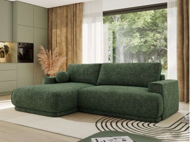 Narożnik RINA L - strona lewa - ciemnozielony, szenil grubo tkany