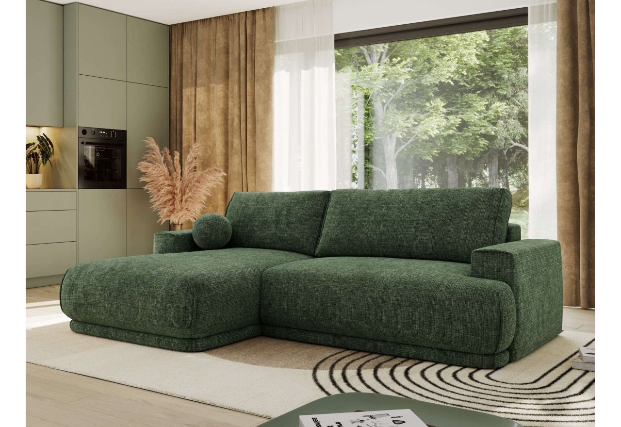 Narożnik RINA L - strona lewa - ciemnozielony, szenil grubo tkany