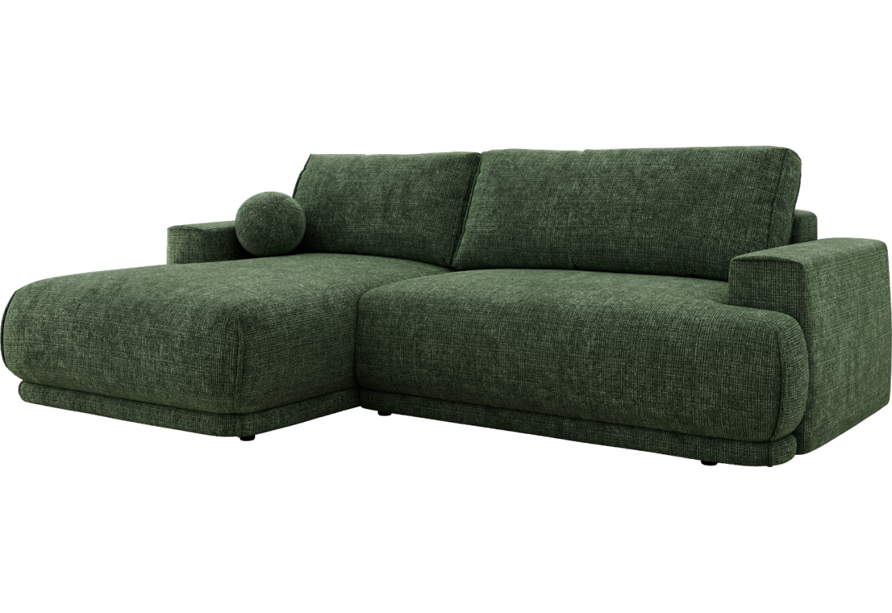 Narożnik RINA L - strona lewa - ciemnozielony, szenil grubo tkany