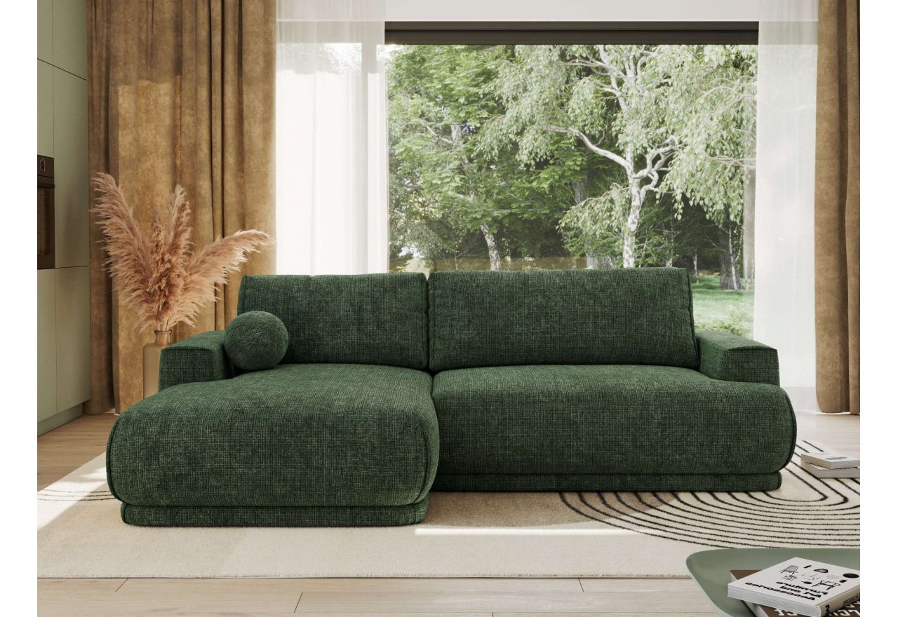 Narożnik RINA L - strona lewa - ciemnozielony, szenil grubo tkany