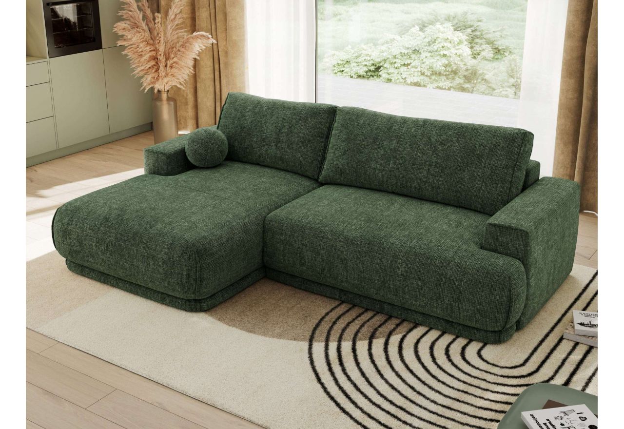 Narożnik RINA L - strona lewa - ciemnozielony, szenil grubo tkany