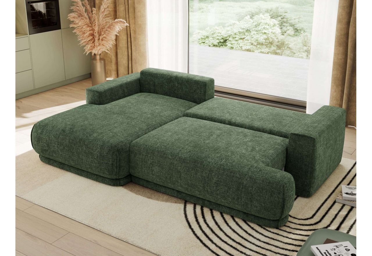 Narożnik RINA L - strona lewa - ciemnozielony, szenil grubo tkany