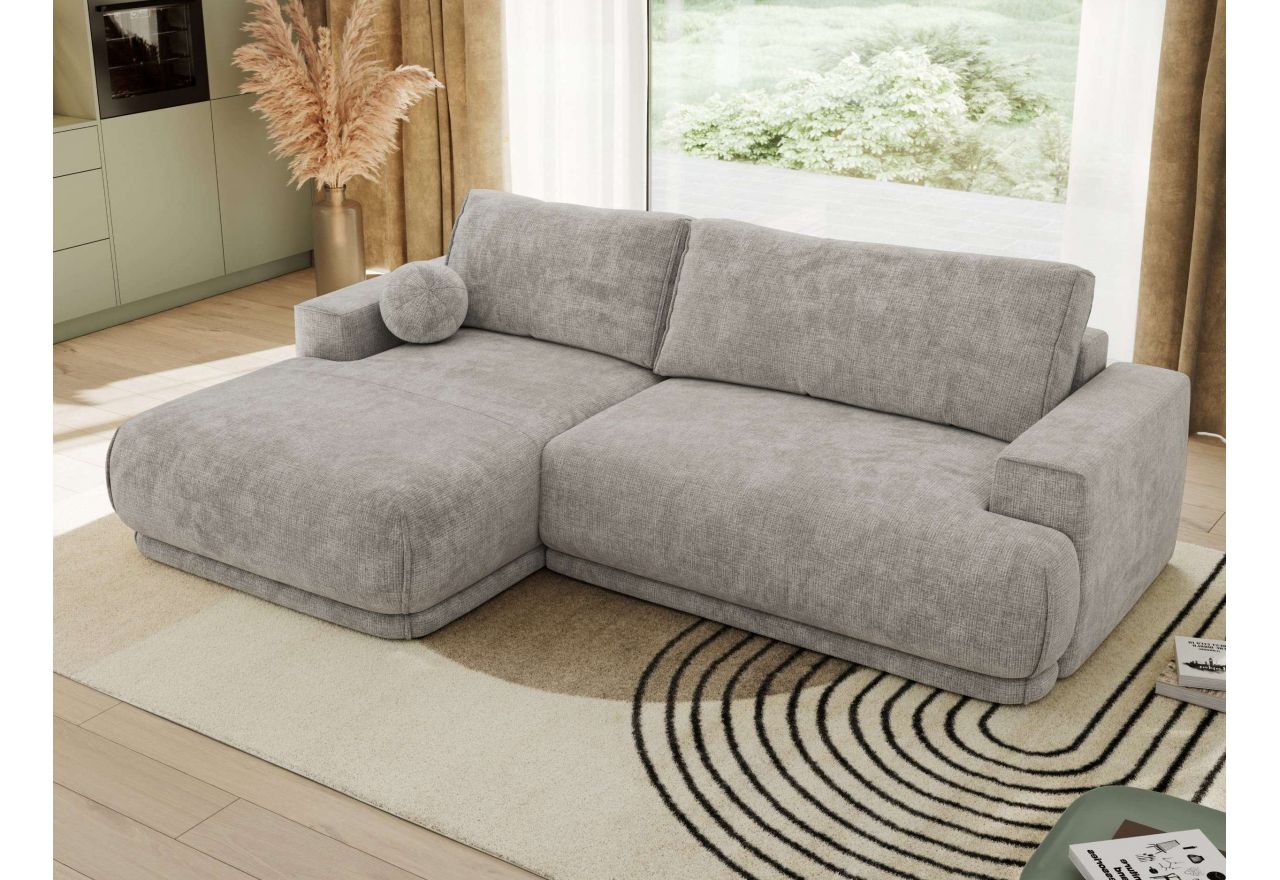 Narożnik RINA L - strona lewa - jasnoszary, szenil grubo tkany