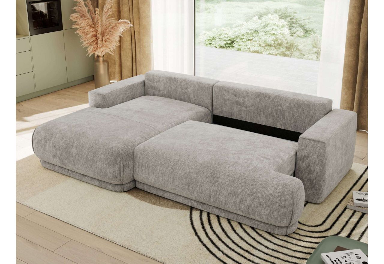 Narożnik RINA L - strona lewa - jasnoszary, szenil grubo tkany